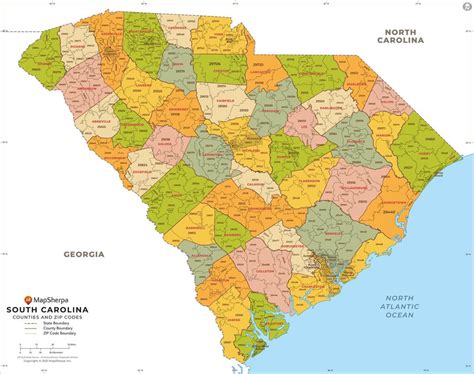 South Carolina Zip Code Map with Counties | Zip code map, Map, Coding