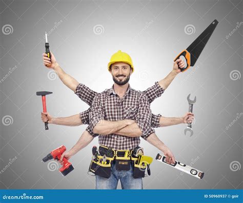 Handyman with tools stock image. Image of home, craftsperson - 50960937