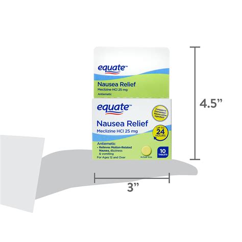 Equate Nausea Relief Meclizine HCl Tablets, 25 mg, 10 Count - Walmart.com