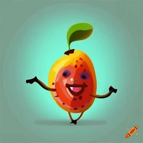 Colorful cartoon fruit dancing on Craiyon