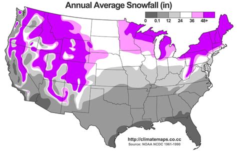 USA snow map - Snow map USA (Northern America - Americas)