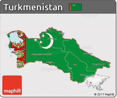 Free Flag 3D Map of Turkmenistan