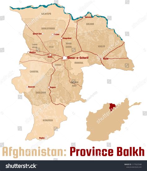 Large Detailed Map Afghan Province Balkh Stock Vector (Royalty Free ...