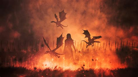 Daenerys Targaryen With Dragons Illustration, HD Tv Shows, 4k Wallpapers, Images, Backgrounds ...