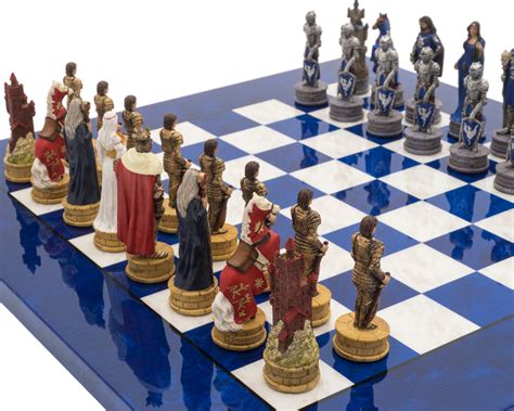 Italfama Luxury Blue King Arthur Hand Painted Themed Chess Set [RCPB427 ...