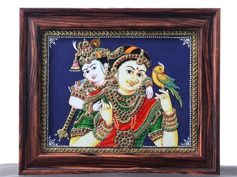 Bala Krishna with Maiya Yashoda | Tanjore Painting | With Frame ...