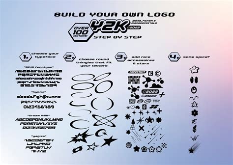 Build Your Own Y2K Logo DIY Template Bundle for 90s Design Apparel Fashion Retro Vintage SVG ...