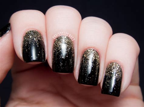 Party Perfect: Black and Gold Nail Art Ideas | Gold glitter nails, Gold nails, Black gold nails