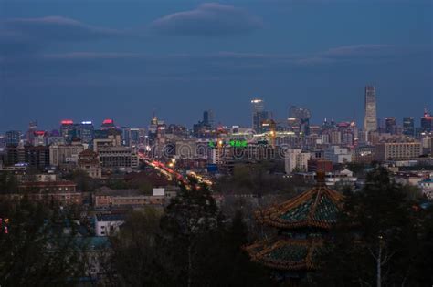 Night View of Beijing Skyline from the Jingshan Park Stock Photo - Image of architecture ...