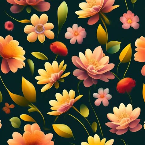 Free Photo | A colorful floral pattern with orange and yellow flowers ...
