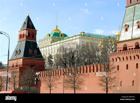 Moscow Kremlin towers kremlin wall and the Grand Kremlin Palace ...