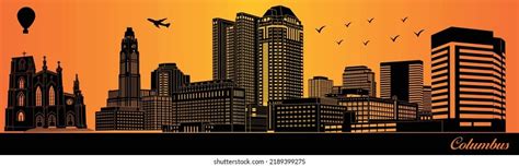 Columbus City Skyline Silhouette Illustration Stock Vector (Royalty ...