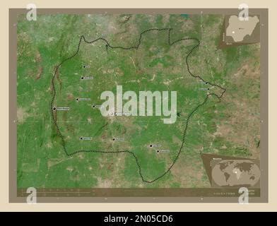 Ekiti, state of Nigeria. High resolution satellite map. Corner ...