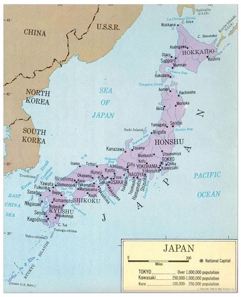 Large political map of Japan with major cities - 1965 | Japan | Asia ...