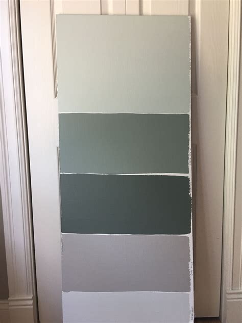 Top to bottom: Sherwin Williams Sea Salt, Sherwin Williams Acacia Haze ...