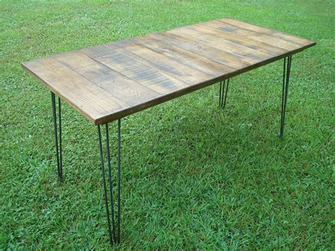 Buy Hand Crafted Reclaimed Wood Table With Hairpin Legs Ready To Ship, made to order from ...