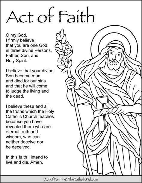 Act of Faith Prayer for Kids Coloring Page - TheCatholicKid.com