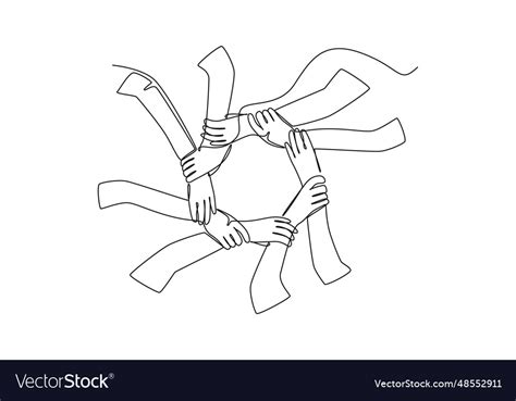 Single one line drawing hand gesture making Vector Image