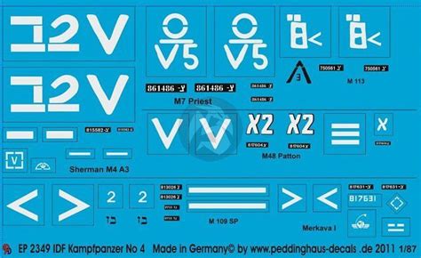 Peddinghaus 1/87 (HO) Israeli IDF Tank Markings No.4 (6 vehicles ...