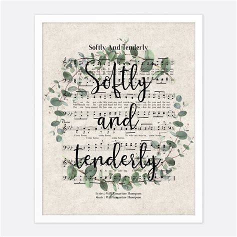 Softly And Tenderly Vintage Hymn Wall Art Print Biblical Sheet | Etsy