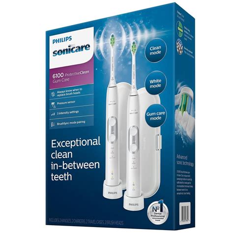 Philips Sonicare ProtectiveClean Gum Care Electric Rechargeable Toothbrush, White 2 pk - Walmart.com