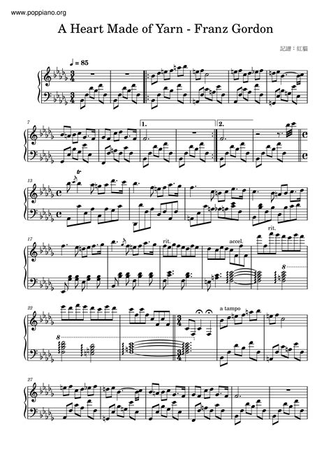 Franz Gordon-A Heart Made Of Yarn Sheet Music pdf, - Free Score Download ★