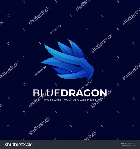 Vector Logo Illustration Blue Dragon Gradient Stock Vector (Royalty ...