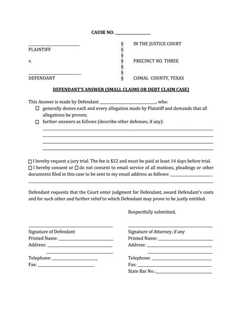 Small Claims Court Complaint Form