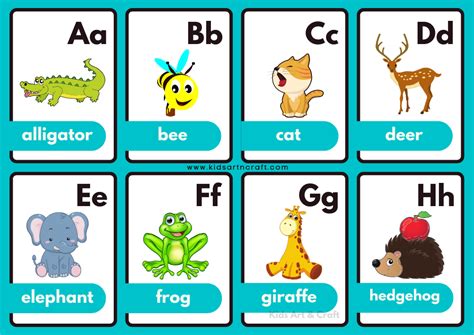 Animal Alphabet Flashcards- Free Printable Worksheet - Kids Art & Craft