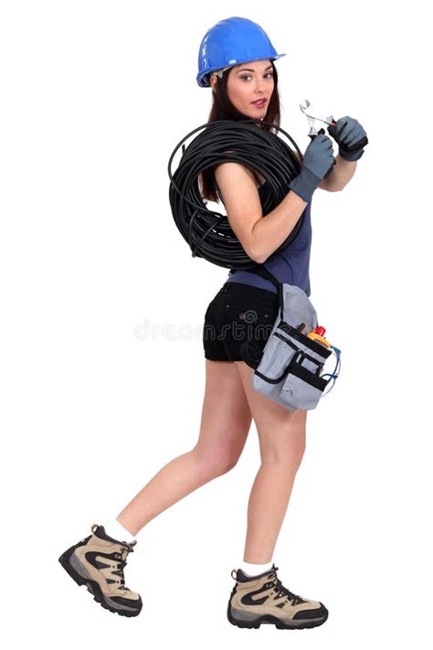 Female electrician stock image. Image of cutters, isolated - 28010497