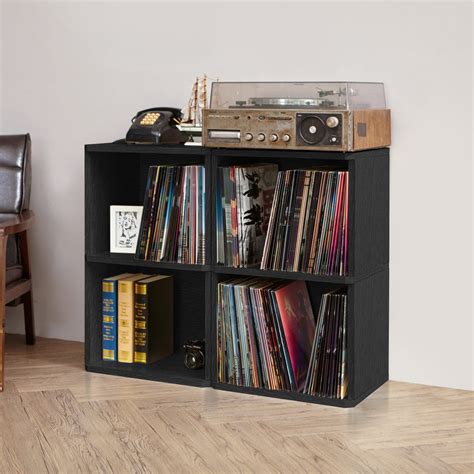 Vinyl Record Storage 2 Cube in Black | Way Basics