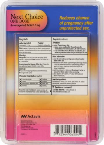 Next Choice 1.5mg One Dose Emergency Contraceptive Tablet, 1 ct - QFC