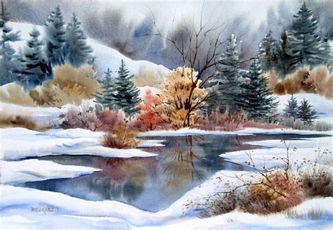 MONTANA WINTER LAKE | Painting, Winter landscape painting, Landscape ...