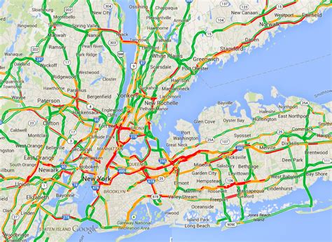 Traffic Map of New York City at peak congestion - 5:30 PM on a Friday [838×611] : r/MapPorn