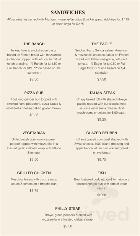 da Vinci's Restaurant menu in Frankenmuth, Michigan, USA