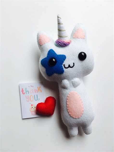 Unicorn Plush Felt Unicorn Cat Plushie Caticorn Custom | Etsy