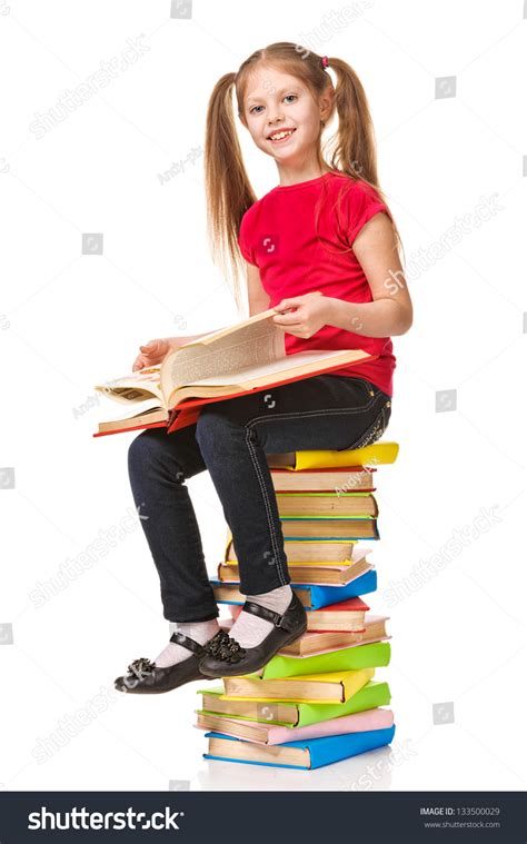 Little Girl Sitting On Stack Books Stock Photo 133500029 | Shutterstock