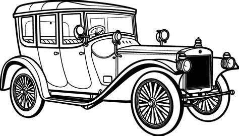 Vintage classic car in black and white coloring 28214298 Vector Art at Vecteezy