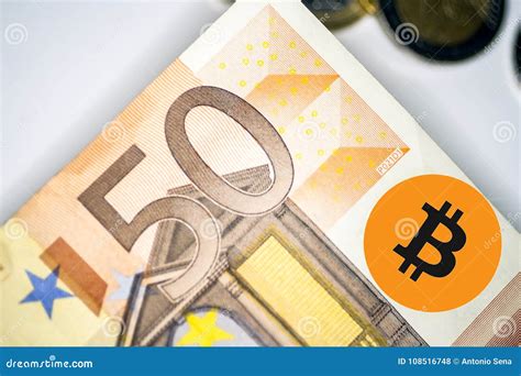 A bitcoin with euros coins stock photo. Image of euro - 108516748