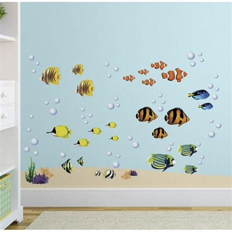 Bright Coral Reef Wall Decal Sticker - 10x18 - Walmart.com - Walmart.com