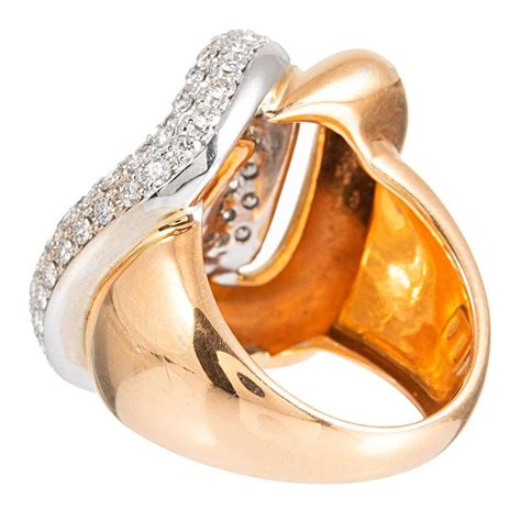 Italian Golden Diamond Knot Ring at 1stDibs