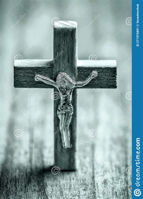 Wooden Holly Christian Cross in Monochrome Stock Image - Image of ...