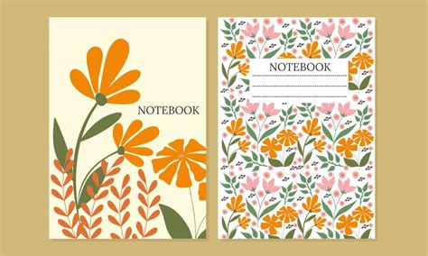 notebook cover sets. Beautiful abstract and floral design. Seamless ...