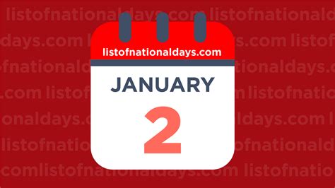 JANUARY 2ND: National Holidays,Observances & Famous Birthdays