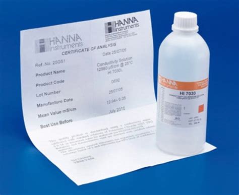 Conductivity Standard Solutions, Hanna Instruments™ mV Range: 84uS/cm; Capacity: 500mL Products ...