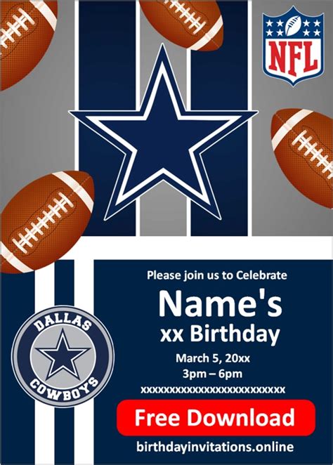 Dallas Cowboys Invitations Birthday Invitations