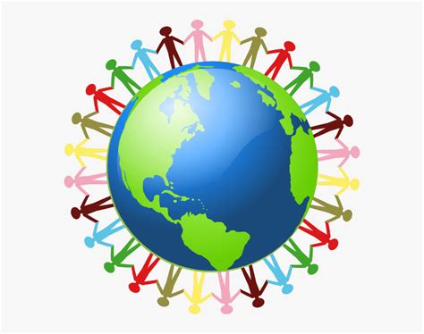 People Holding Hands Around The World Clip Art - Earth Clip Art, HD Png Download - kindpng