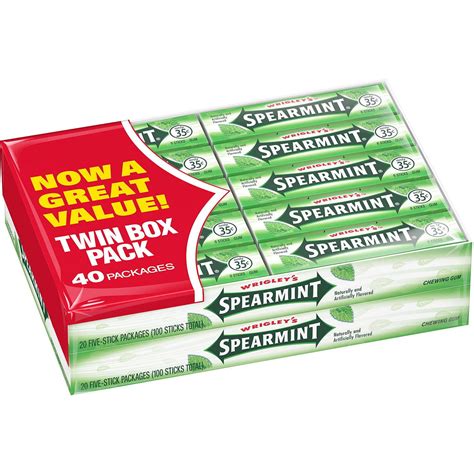 Wrigley's Spearmint Gum, 5 Stk (Innerpack of 40) - Walmart.com