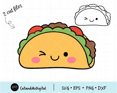 Taco Svg Taco Clipart Food Svg Mexican Food Svg Kawaii Food - Etsy UK