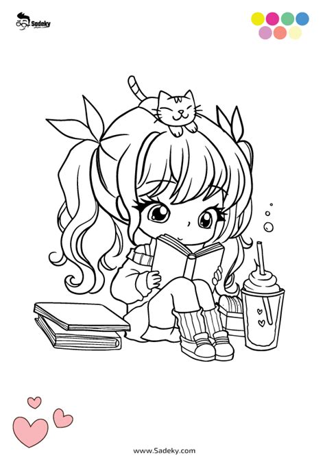 Free Printable Girl Anime Coloring Book PDF | Sadeky Cartoon Coloring ...